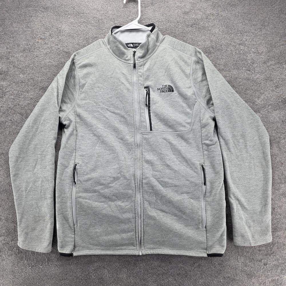 The North Face Jacket Mens L Gray Full Zip Softshell Fleece Lined Pockets